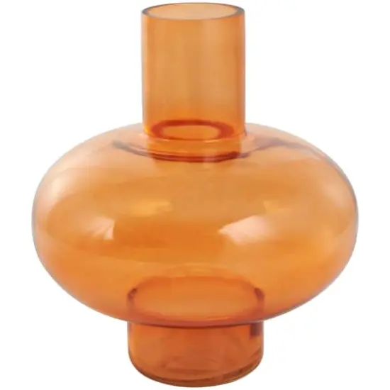 Orange Glass Rounded Vase Set {4}