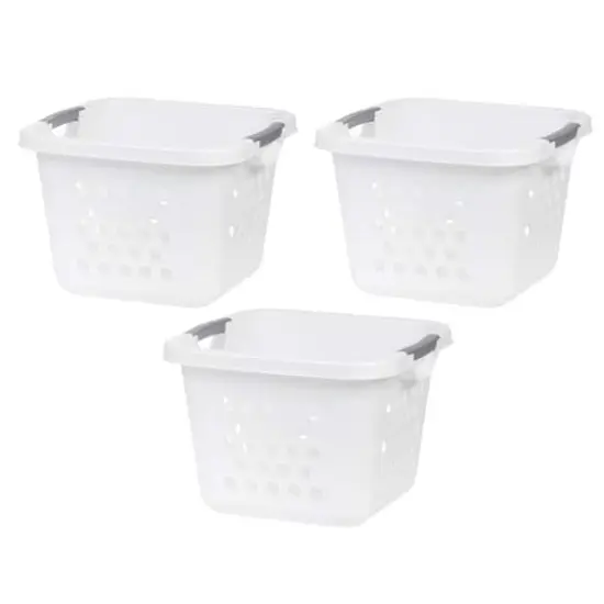 IRIS&reg; 32qt. White Laundry Hampers with Gray Easy Lift Handles, 3ct. {1}