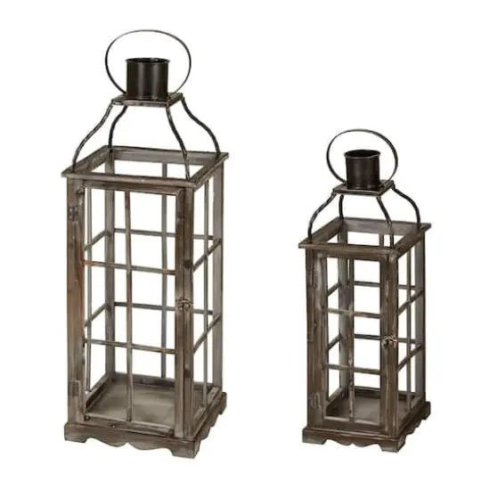 Glitzhome&reg; Oversized Wood & Metal Lantern Set {1}