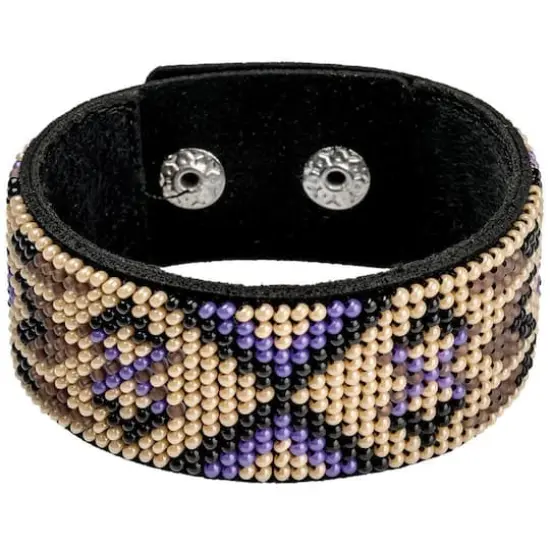 Wonderland Crafts Brown Bead Artificial Leather Embroidery Bracelet Kit {1}