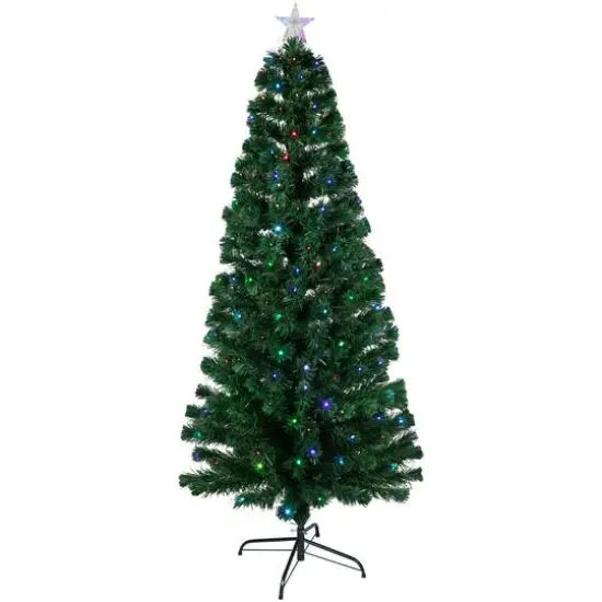 6ft. Pre-Lit Fiber Optic Artificial Christmas Tree with Star Tree Topper and Pot, LED Color-Changing Lights {4}