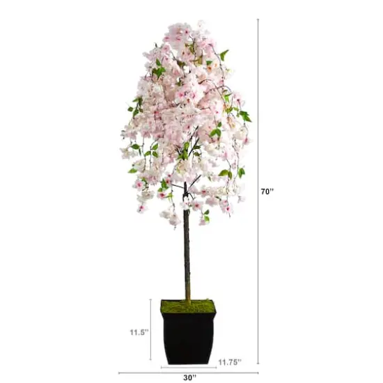 6ft. Cherry Blossom Artificial Tree in Black Metal Planter {3}