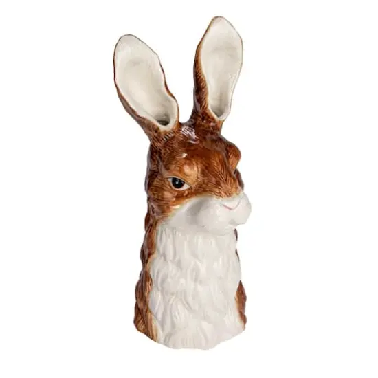 Hello Honey&reg; 11.75" Brown & White Hand-Painted Decorative Stoneware Rabbit Vase {1}