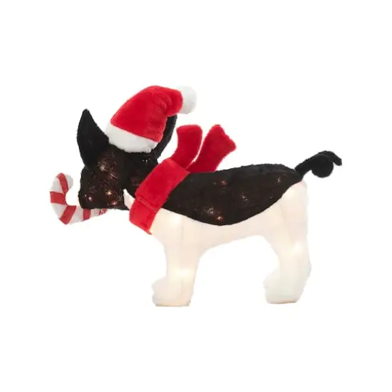 22" Plush Bulldog with Candy Cane Figurine {5}