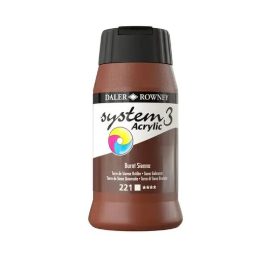 Daler-Rowney&reg; Original System 3 Acrylic, 500mL 223 Burnt Sienna {1}