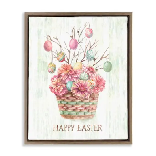 Stupell Industries Happy Easter Bouquet Floater Framed Art Brown {1}
