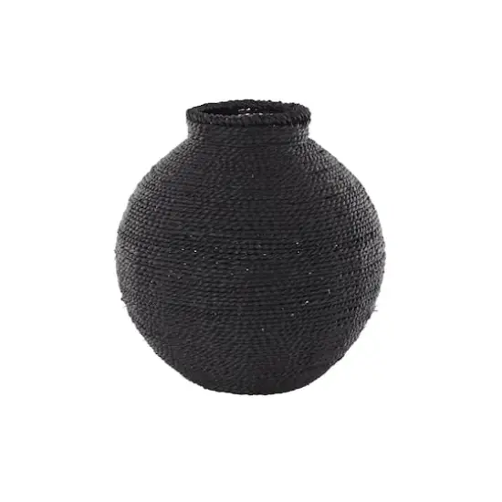 13" Black Metal Handmade Wrapped Vase {3}