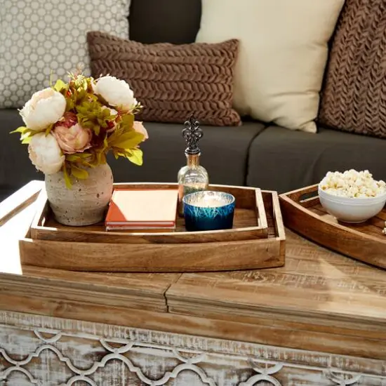 Rustic Brown Mango Wood Rustic Tray Set {8}