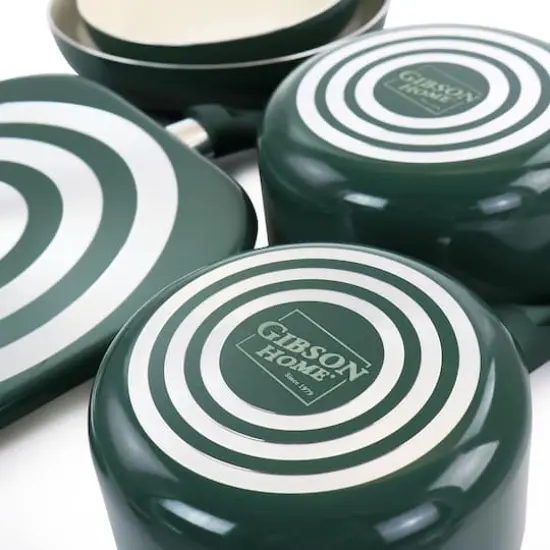 Gibson Home&reg; 11-Piece Green Gazebo Ceramic Nonstick Aluminum Cookware Set {10}