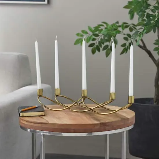 18" Gold Stainless Steel 5 Taper Candle Candelabra {3}