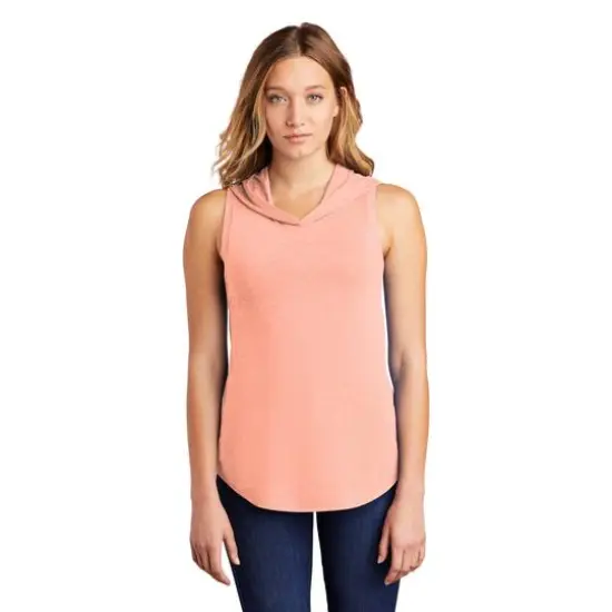 District&reg; Perfect Tri&reg; Women's Sleeveless Hoodie Heathered Dusty Peach {3}