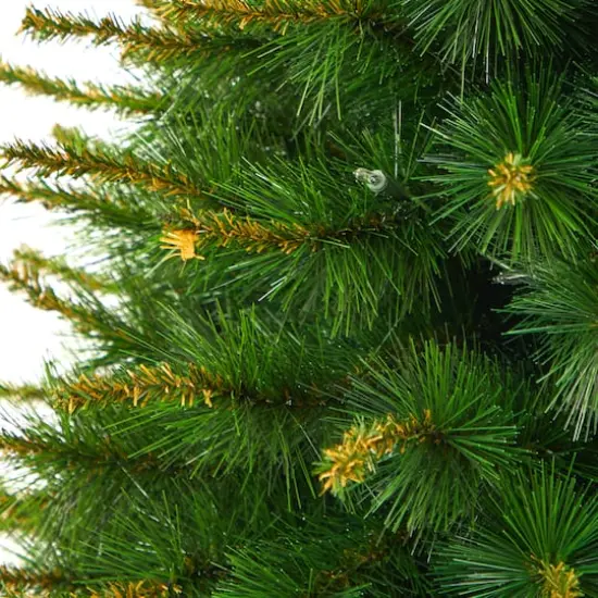 3.5ft. Pre-Lit New England Pine Artificial Christmas Tree In Iron Colored Urn, Clear Lights {6}