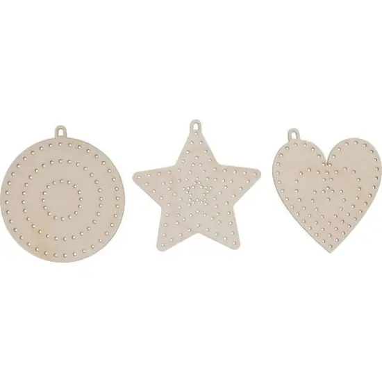 Leisure Arts&reg; Beginner Basic Shapes 3 Piece Wood Stitchery Ornament Kit {5}
