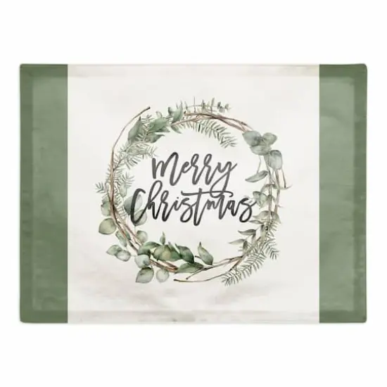 Merry Christmas Wreath Poly Twill Placemat {1}