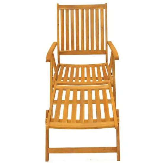 Acacia Wood Outdoor Patio Chaise Lounge Chair {3}