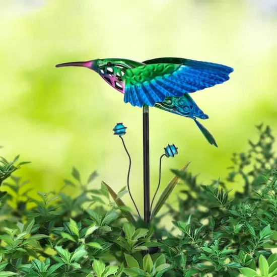 Glitzhome&reg; 36" Solar Lighted Hummingbird Garden Stake {4}