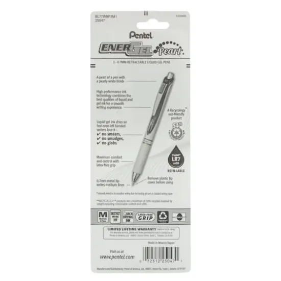 Pentel&reg; EnerGel 0.7mm Assorted Colors Pearl Retractable Liquid Gel Pen Set {6}