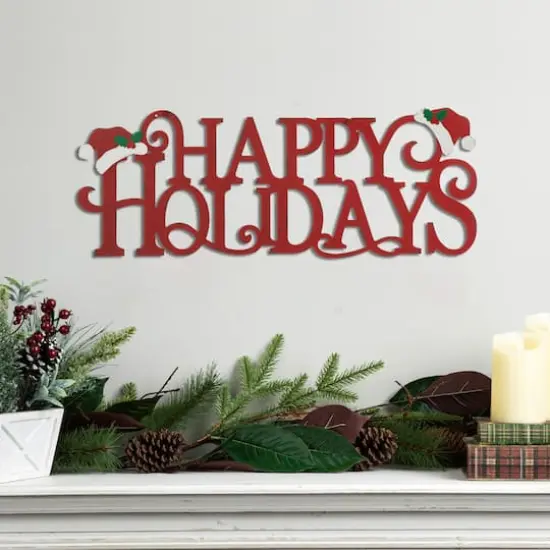 Glitzhome&reg; 24'' HAPPY HOLIDAYS Metal Christmas Wall D&eacute;cor {5}