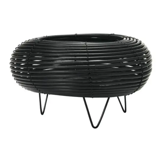 6" Black Plastic Planter with Metal Feet {5}