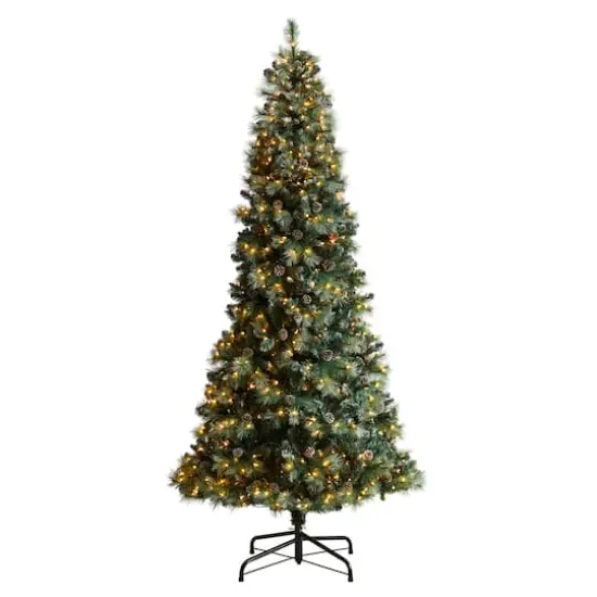 9ft. Pre-Lit Frosted British Columbia Mountain Pine Artificial Christmas Tree, Clear Lights {1}