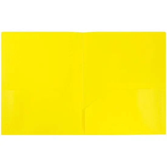 JAM Paper 9.5" x 11.5" Plastic 2-Pocket POP Folder Yellow {5}