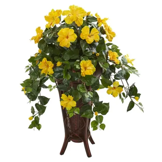 2.8ft. Yellow Hibiscus Plant in Stand Planter {1}