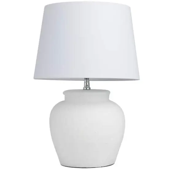 White Cement Pot Textured Table Lamp {1}