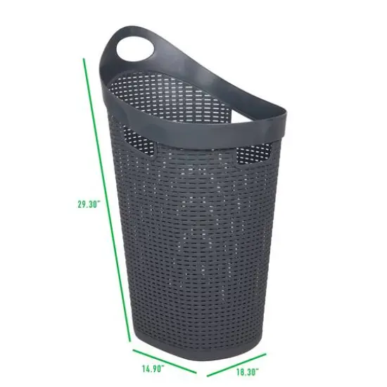 Mind Reader 60L Wheeled Hamper with Cutout Handle Gray {4}