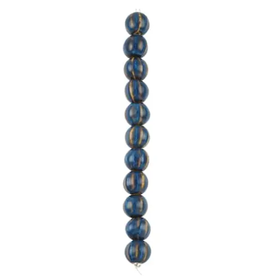 Blue Ceramic Round Melon Beads, 15mm by Bead Landing&trade; {4}