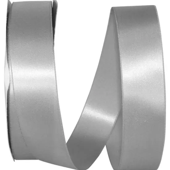 JAM Paper 1.5" x 100yd. Double Face Satin Ribbon Shell Gray {1}