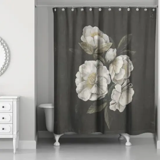 Dark Mood Antique Floral 71" x 74" Shower Curtain {1}