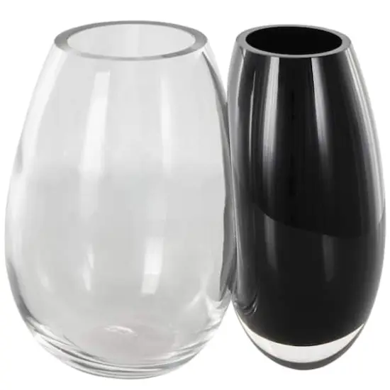 Black & Clear Abstract 2 Opening Recycled Glass Vase  {1}