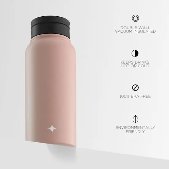 JoyJolt&reg; 32oz. Vacuum Insulated Water Bottle With Flip Lid & Sport Straw Lid Pink {5}