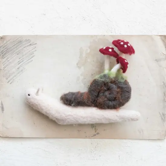 Hello Honey&reg; 13" Wool Snail with Mushrooms D&eacute;cor {3}