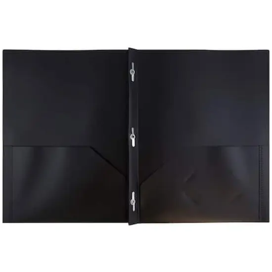 JAM Paper 9.5" x 11" Plastic 2 Pocket School POP Folders with Clasps, 6ct. Black {4}