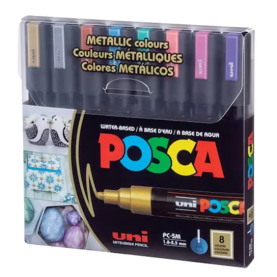 Uni POSCA PC-5M 8-Color Medium Tip Metallic Paint Marker Set {11}