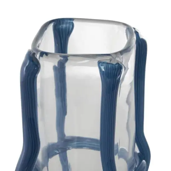 Blue Recycled Glass Vase with Glass Framing {6}