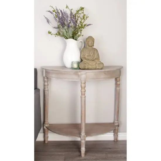 Light Brown Traditional Wood Console Table {6}