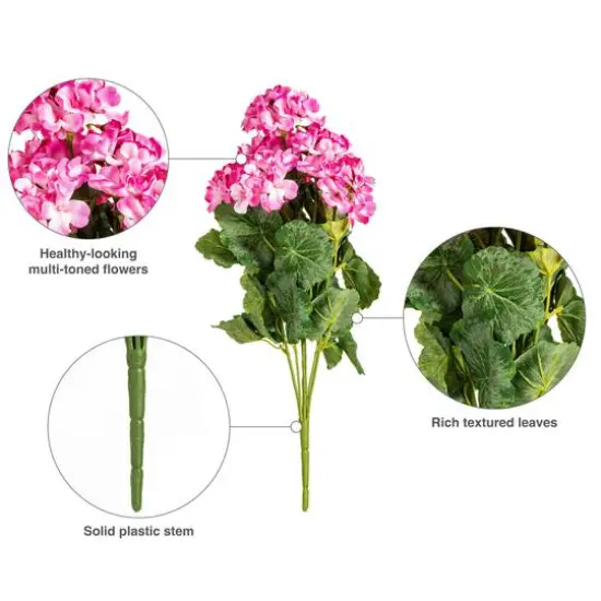 Artificial Light Pink Geranium Bush {9}