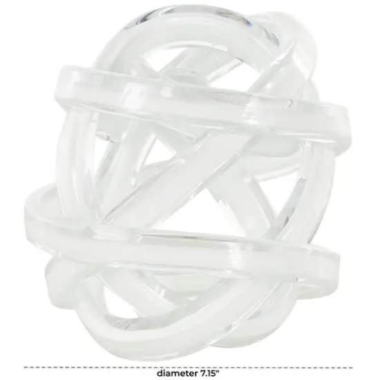 7" White Glass Knot Twisted Sculpture {9}