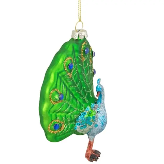 Green & Blue Peacock Glass Ornament {4}