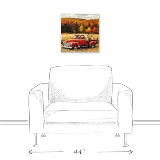 Fall Red Truck Highland 16" x 16" Canvas Wall Art {4}