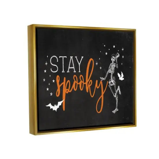 Stupell Industries Stay Spooky Skeleton Framed Floater Canvas Wall Art {4}