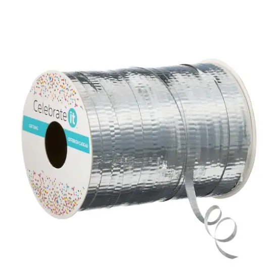 100yd. Silver Crimped Curling Ribbon by Celebrate It&trade; {5}
