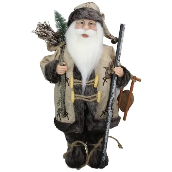 16.5" Country Rustic Santa Claus Carrying Sled & Sack of Gifts {1}