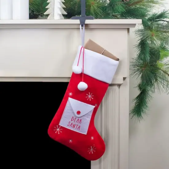 19" Red & White Dear Santa Christmas Stocking {3}