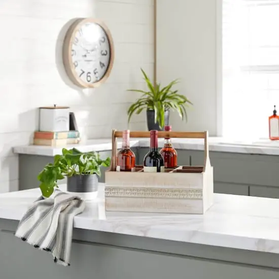 Brown Wood Boho Style Bottle Holder {7}