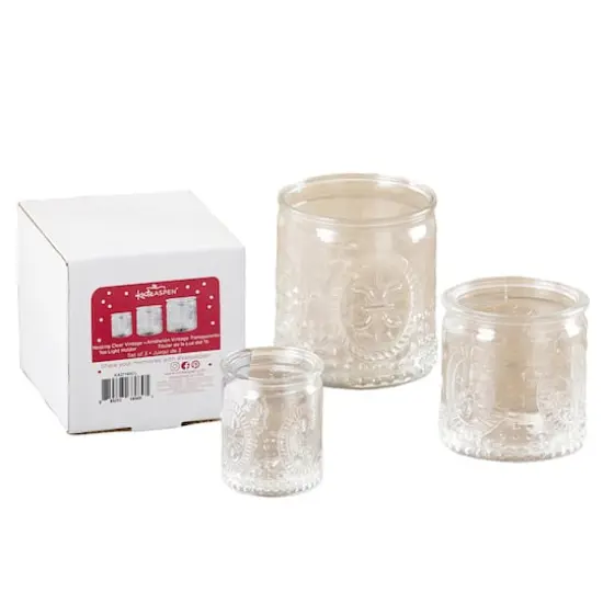 Kate Aspen&reg; Nesting Vintage Clear Glass Tea Light Holder, 3ct. {1}