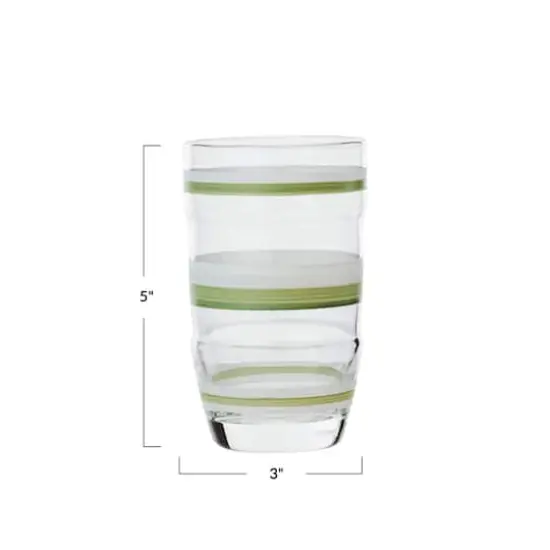 Hello Honey&reg; 5" Green & White Striped Drinking Glass, 4ct. {7}