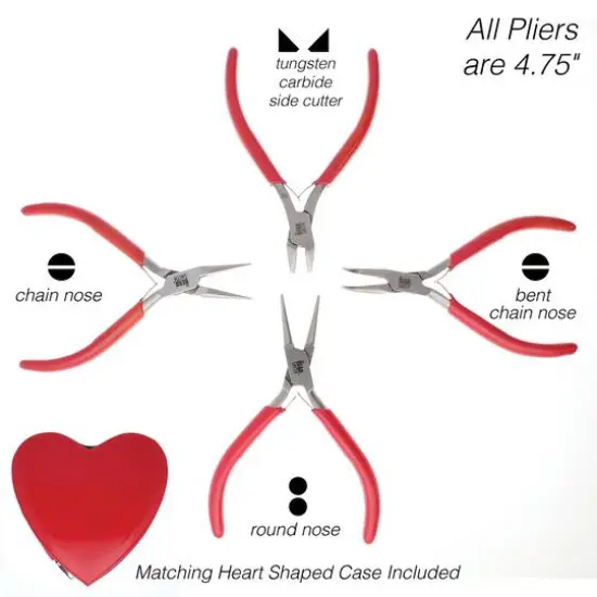 The Beadsmith&reg; 4 Piece Pliers Set in Heart Case {5}